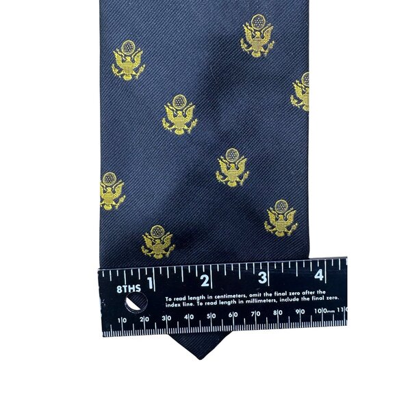 Resilio Mens Navy & Yellow Woven Polyester Patterned Tie - Picture 8 of 8